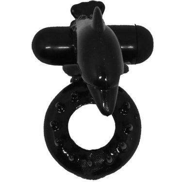 Anello Vibrante in Silicone con Stimolatore Clitoride Nero